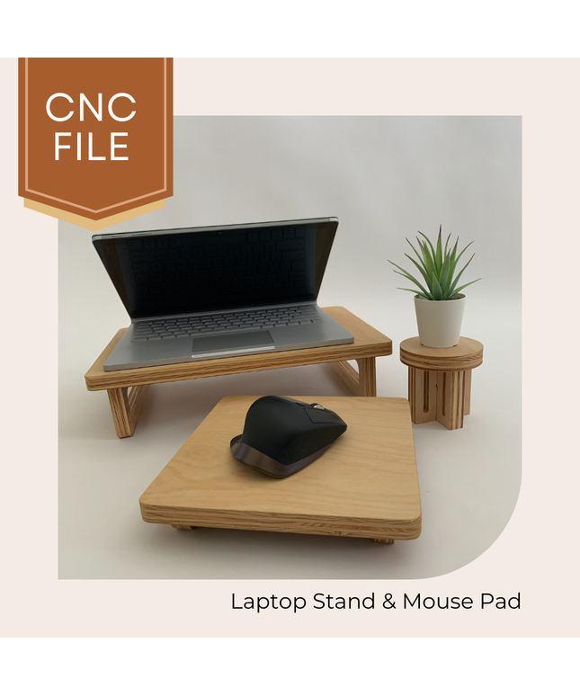 Computer-aided design (CAD) file for a CNC machine, displaying the blueprint of a laptop stand with precise measurements and cutting paths