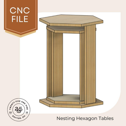 Nesting Hexagon Tables CNC File: Customizable Modern Design (Digital Download, DXF & Fusion 360 Model)