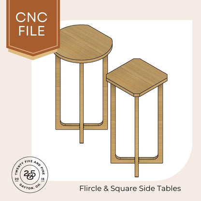 CNC Side Table Files: Flircle & Square Plant Stand Designs (Digital Download, DXF)