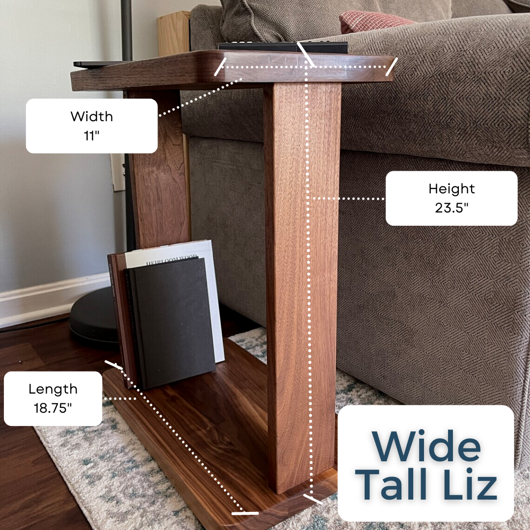 The Tall 11" Wide Liz - Narrow Hardwood Side Table